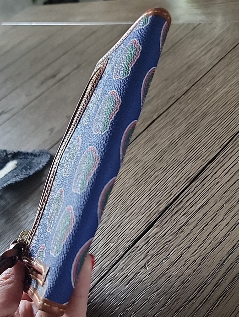 Dooney & Bourke Blue Florida Gators Logo Wallet with Brown Trim - Picture 7 of 14